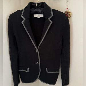 Ann Taylor Loft 100% Cotton Blazer Jacket black / grey Nautical style Sz…